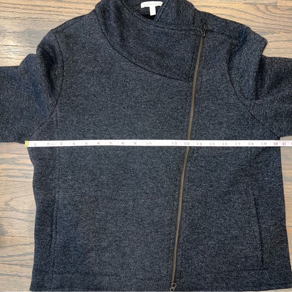 Eileen Fisher Jacket Large Wool Motorcycle Fleece Lined Sherpa Charcoal Grey - Picture 5 of 9